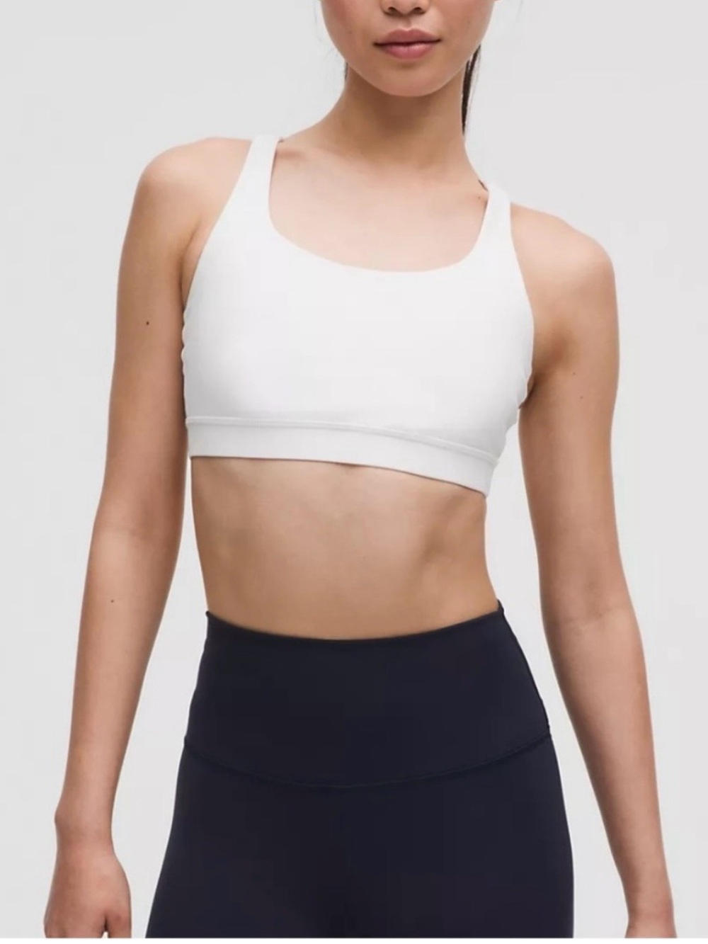 Lululemon White Scoop Neck, Strappy Back Sports Bra